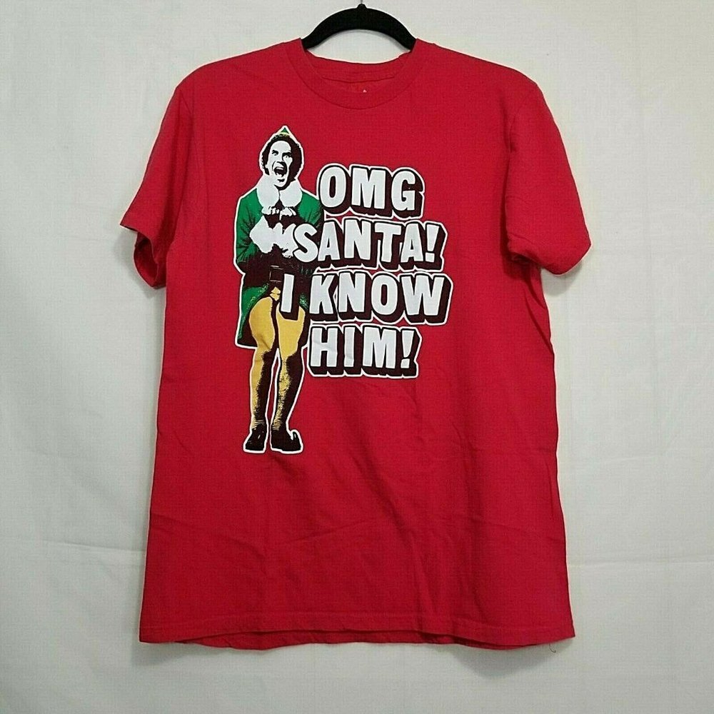 Elf TShirt Will Ferrell "OMG Santa! I Know Him!" M